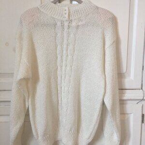 NWT Sterling Harris vintage women's cream oversized sweater shoulder pads size M